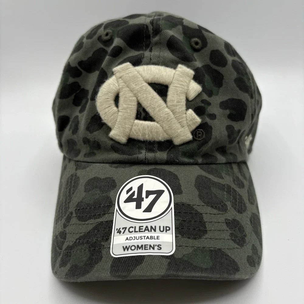 North Carolina Tar Heels Womens Hat 47 Brand UNC Cap Strap Back Leopard NCAA NEW